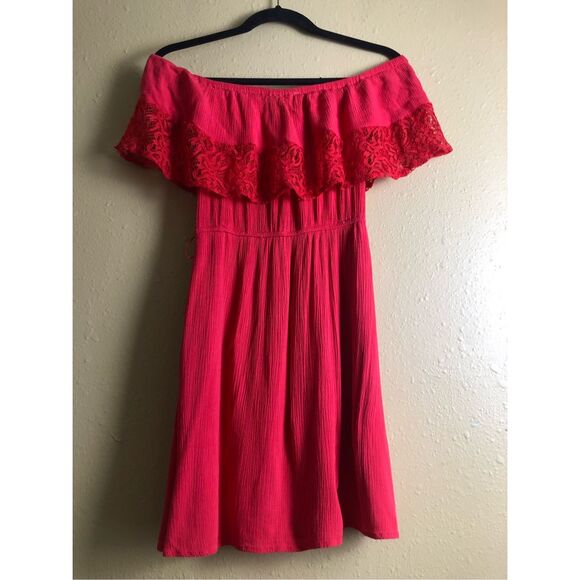 MAUDE DRESS RED ELASTIC WAIST Off Shoulder Size S - Picture 6 of 13